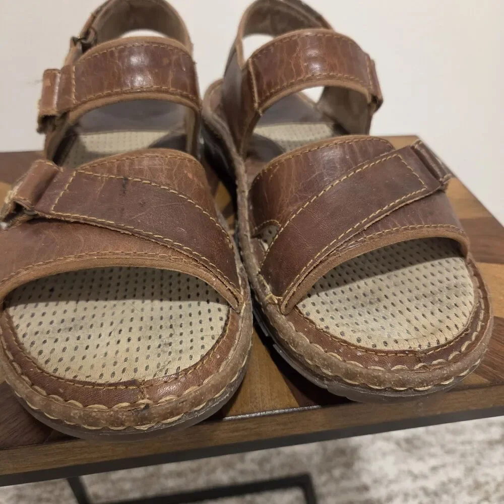 Born Custer Sandals US 11 Men Slingback Brown Leather Fisherman Dad Indie H61206